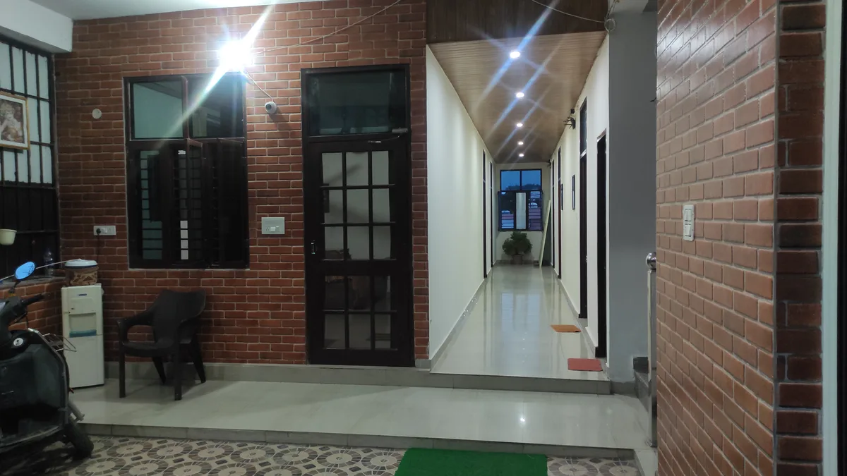 Entrance corridor at Daksh Home hostel near UPES Knowledge Acres campus