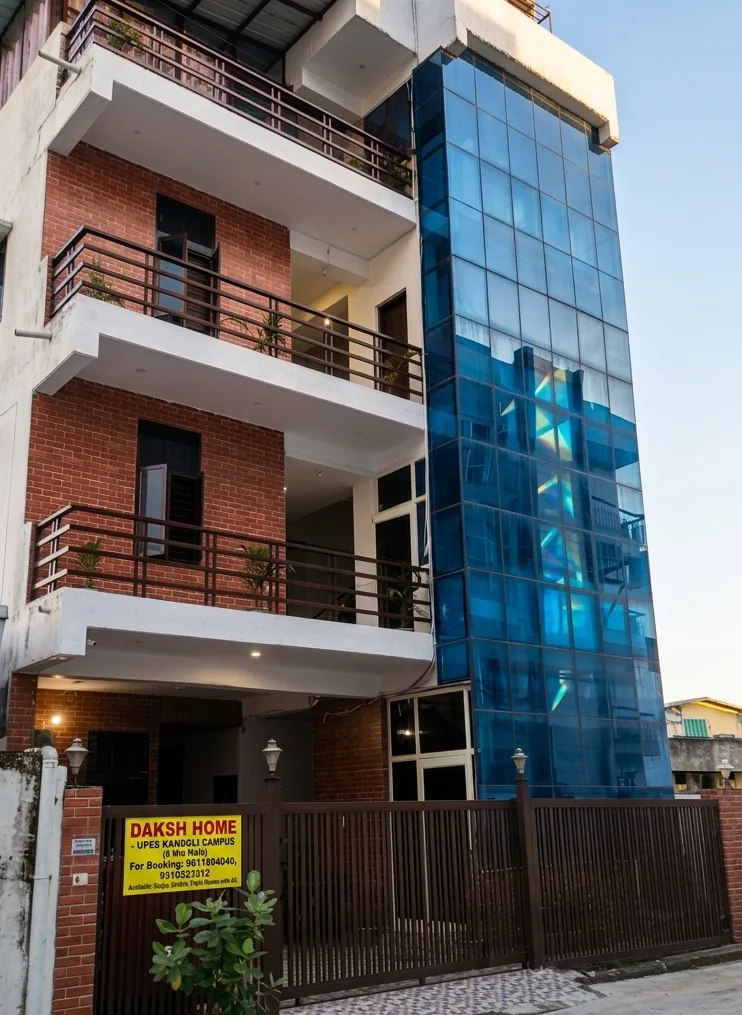 Daksh Home main building — boys hostel near UPES Kandoli campus Dehradun Uttarakhand